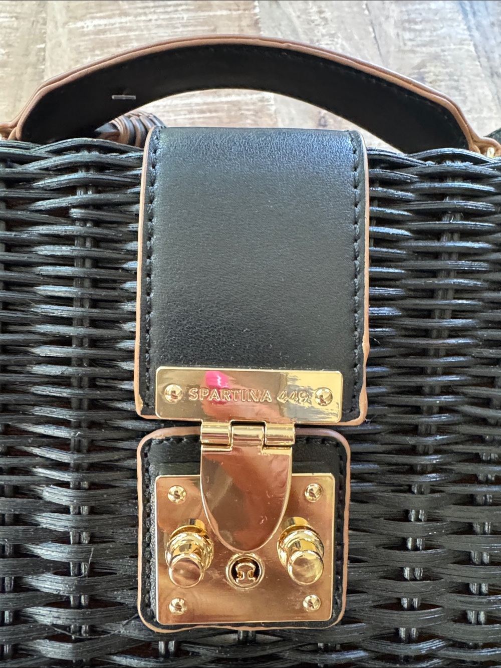 Spartina 449 Rattan Box Bag Black Crossbody Top Handle - Picture 8 of 14